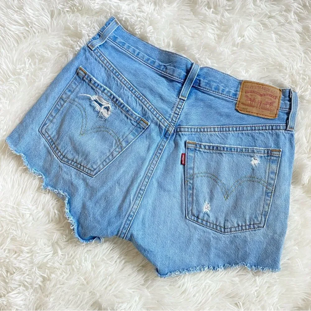 Levi's High Rise Distressed Denim Shorts